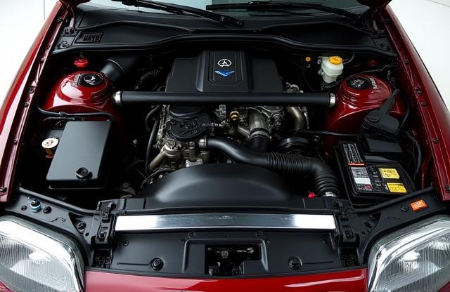 Cleaned engine bay of a car after professional detailing