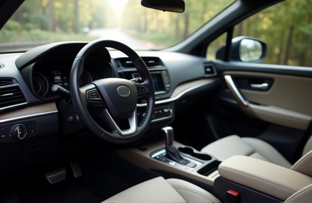 Spotlessly clean and tidy SUV interior with detailed dashboard